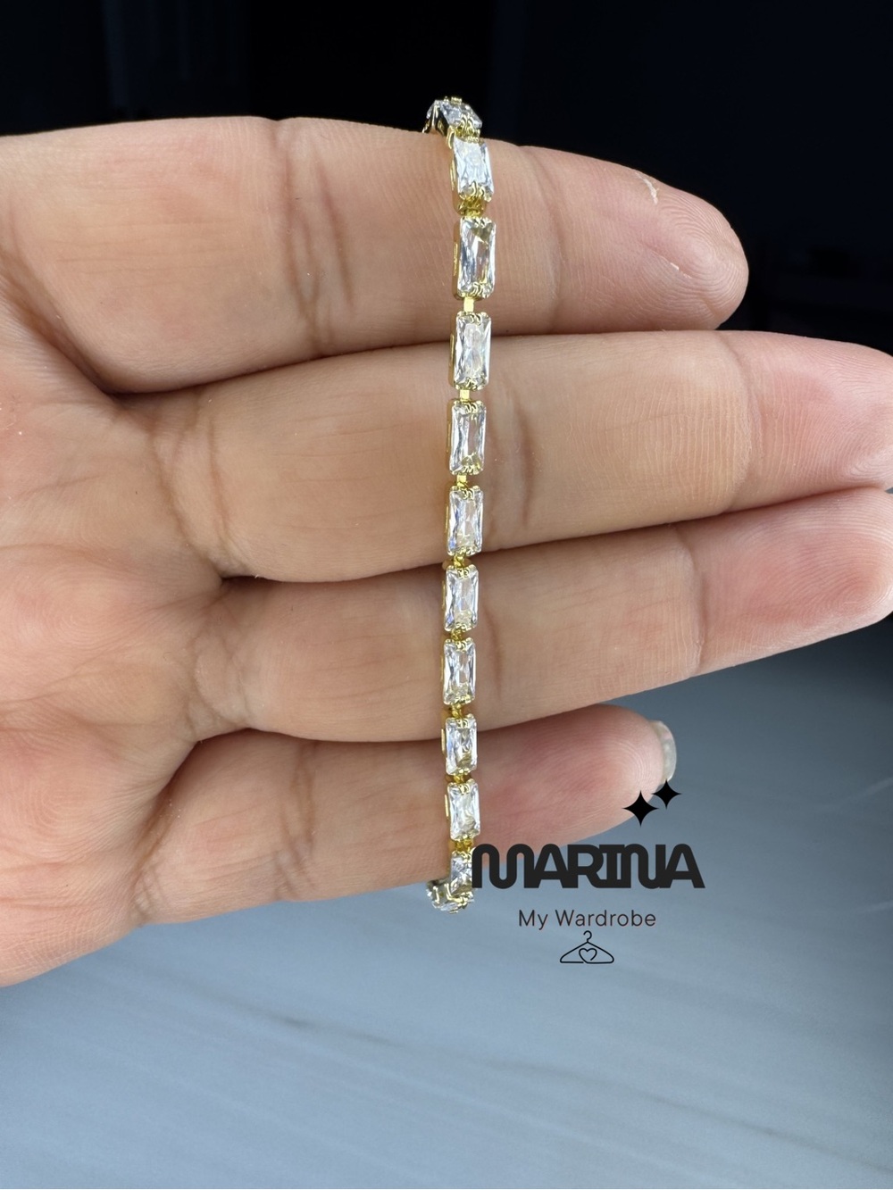MARINA Gold Clear Baguette Crystal Bracelet